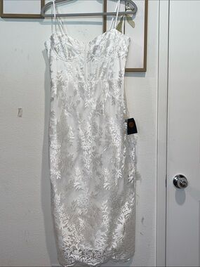 White Lace Slip Dress with Floral Embroidery